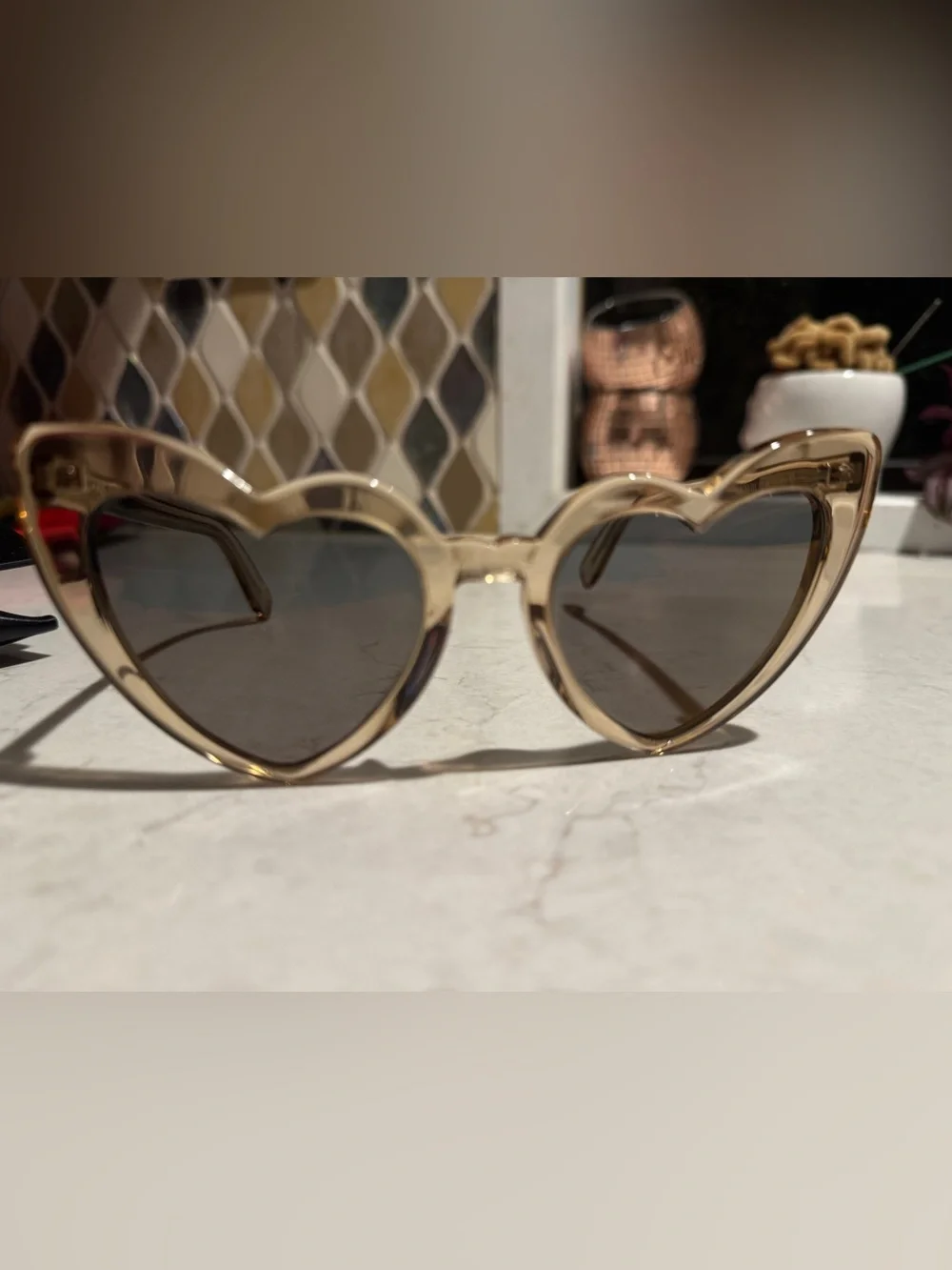 Saint Laurent LouLou Heart-Shaped Sunglasses